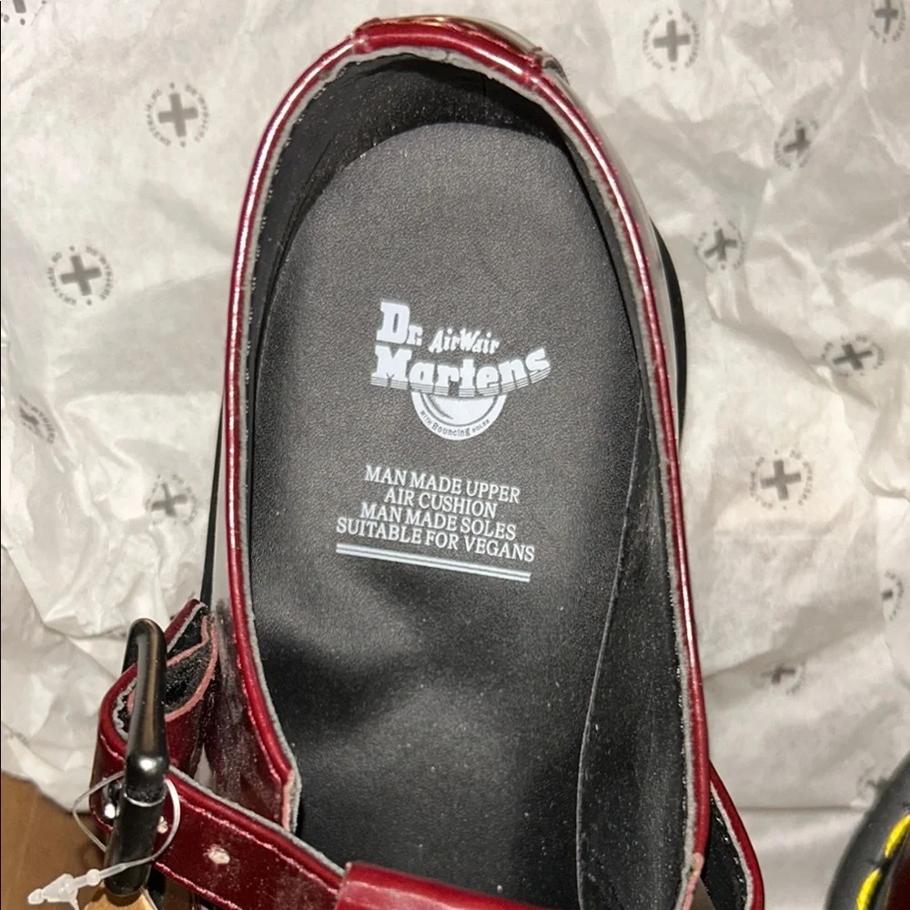 Dr. Martens Burgundy Vegan Mary Jane Shoes - Picture 3 of 6